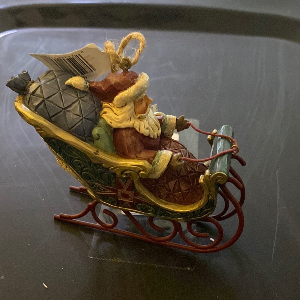 Jim Shore Festive Santa in Sleigh Ornament - Picture 2 of 4